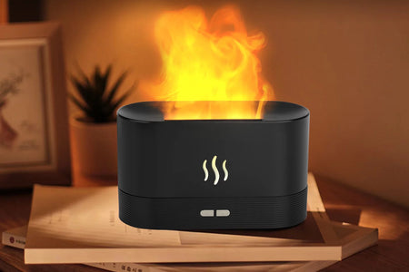 180Ml Air Diffuse Essential Oil Humidifier,  Aroma Mist Diffuser with Fire 7 Color Change LED Light for Office Room