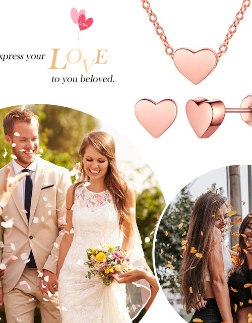 Load image into Gallery viewer, Valentines Birthday Christmas Mother'S Day Gift for Women Heart Necklace and Earrings Set | 925 Sterling Silver Jewelry Set with Pendant and Stud Gift
