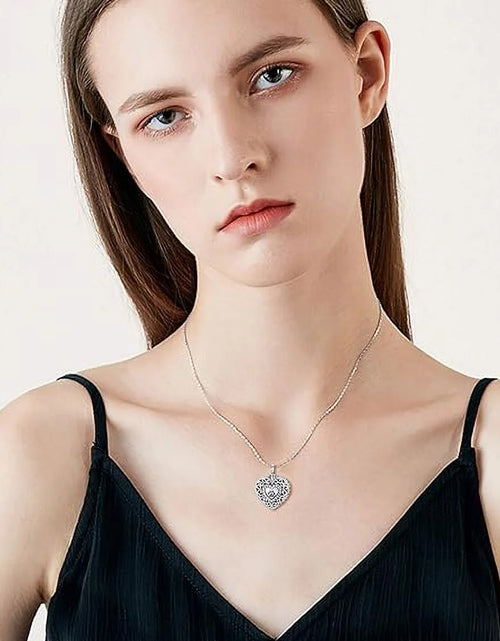 Load image into Gallery viewer, 925 Sterling Silver Heart Urn Necklaces Engraved Pawprint Forever in My Heart Cremation Keepsake Necklace for Ashes Pet Ashes Jewelry Gift for Women
