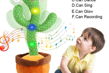 Dancing Talking Cactus Singing Talking Recording Mimic Repeating What You Say Toy Electronic Light up Plush Give for Kids Gifts