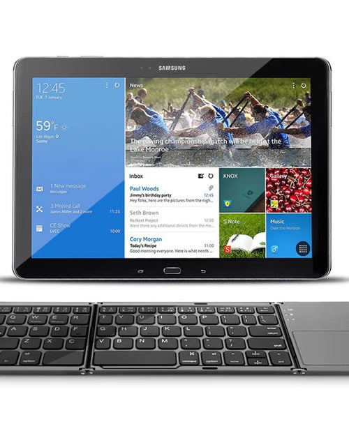 Load image into Gallery viewer, Foldable Wireless Keyboard Ultra Slim Touchpad Bluetooth Keyboard Rechargeable Folding Keyboard for Tablet Laptop
