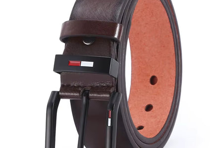Men'S PU Leather Alloy Pin Square Buckle Belt Businessleisure Belts 2023 Fashion Black Coffee Brown Waistbelts for Men