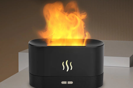 180Ml Air Diffuse Essential Oil Humidifier,  Aroma Mist Diffuser with Fire 7 Color Change LED Light for Office Room