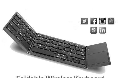 Foldable Wireless Keyboard Ultra Slim Touchpad Bluetooth Keyboard Rechargeable Folding Keyboard for Tablet Laptop