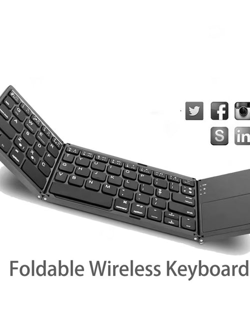 Load image into Gallery viewer, Foldable Wireless Keyboard Ultra Slim Touchpad Bluetooth Keyboard Rechargeable Folding Keyboard for Tablet Laptop
