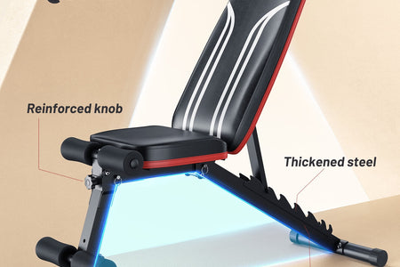 Banco Plegable Ajustable Para Gimnasio En Casa, Incluye Bandas De Resistencia