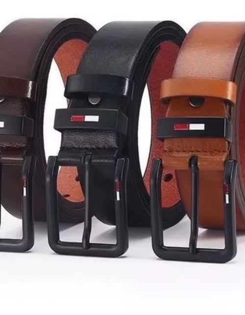 Load image into Gallery viewer, Men'S PU Leather Alloy Pin Square Buckle Belt Businessleisure Belts 2023 Fashion Black Coffee Brown Waistbelts for Men
