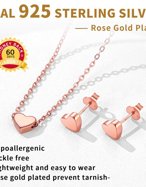 Load image into Gallery viewer, Valentines Birthday Christmas Mother'S Day Gift for Women Heart Necklace and Earrings Set | 925 Sterling Silver Jewelry Set with Pendant and Stud Gift
