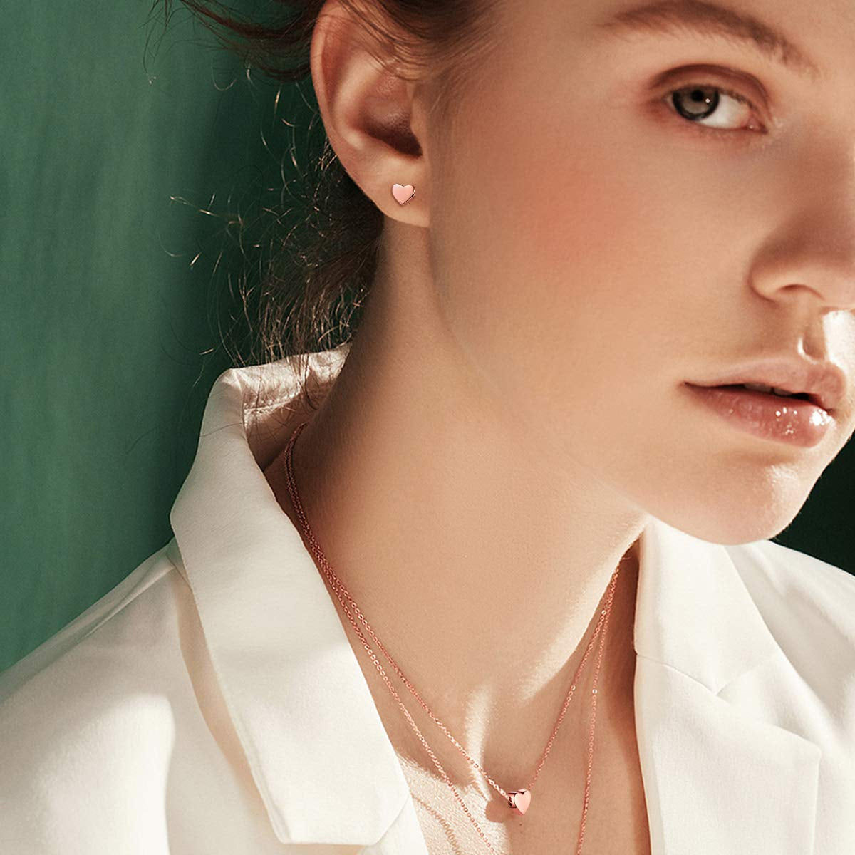 Valentines Birthday Christmas Mother'S Day Gift for Women Heart Necklace and Earrings Set | 925 Sterling Silver Jewelry Set with Pendant and Stud Gift