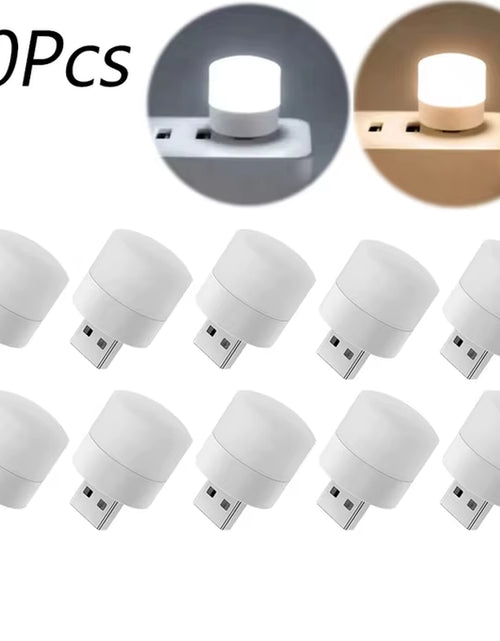 Load image into Gallery viewer, 1/10Pcs Mini USB Night Light Warm White Eye Protection Book Reading Light USB Plug Computer Mobile Power Charging LED Night Lamp
