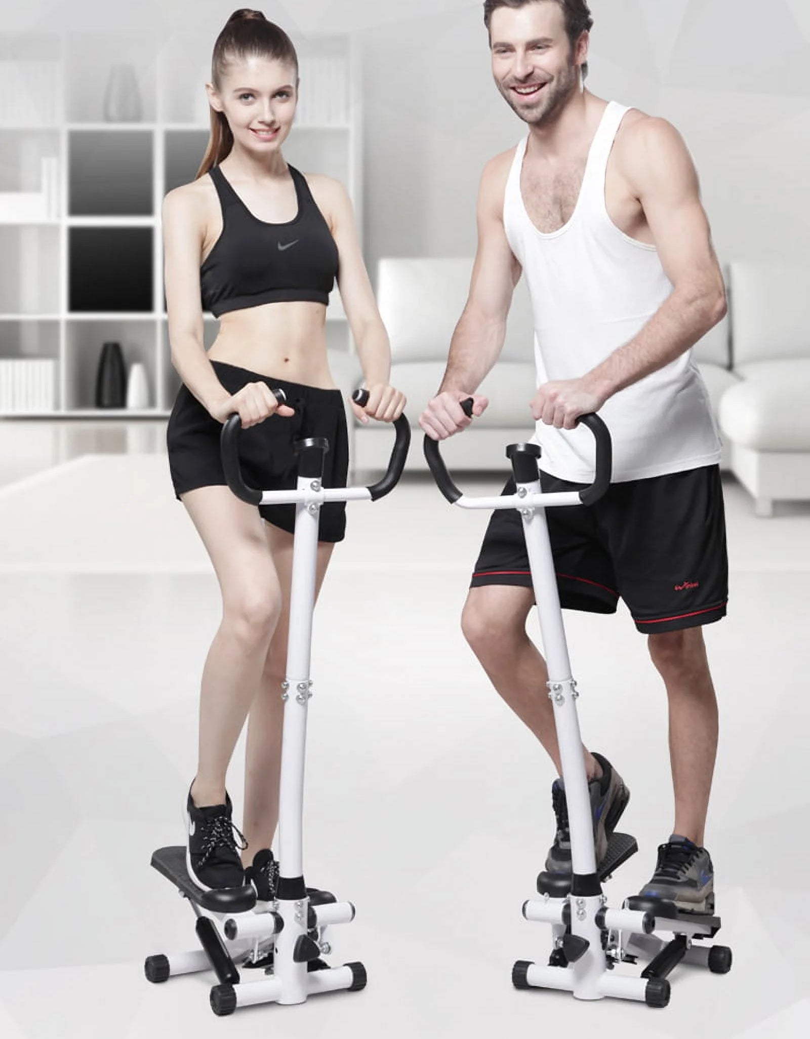 Stair Stepper Machine with 2-Drawstring, Black