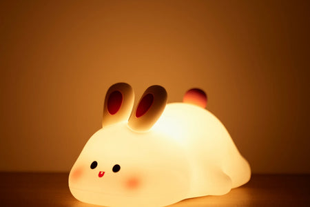 LED Night Lights Cute Sheep Panda Rabbit Silicone Lamp USB Rechargeable Timing Bedside Decor Kids Baby Nightlight Birthday Gift