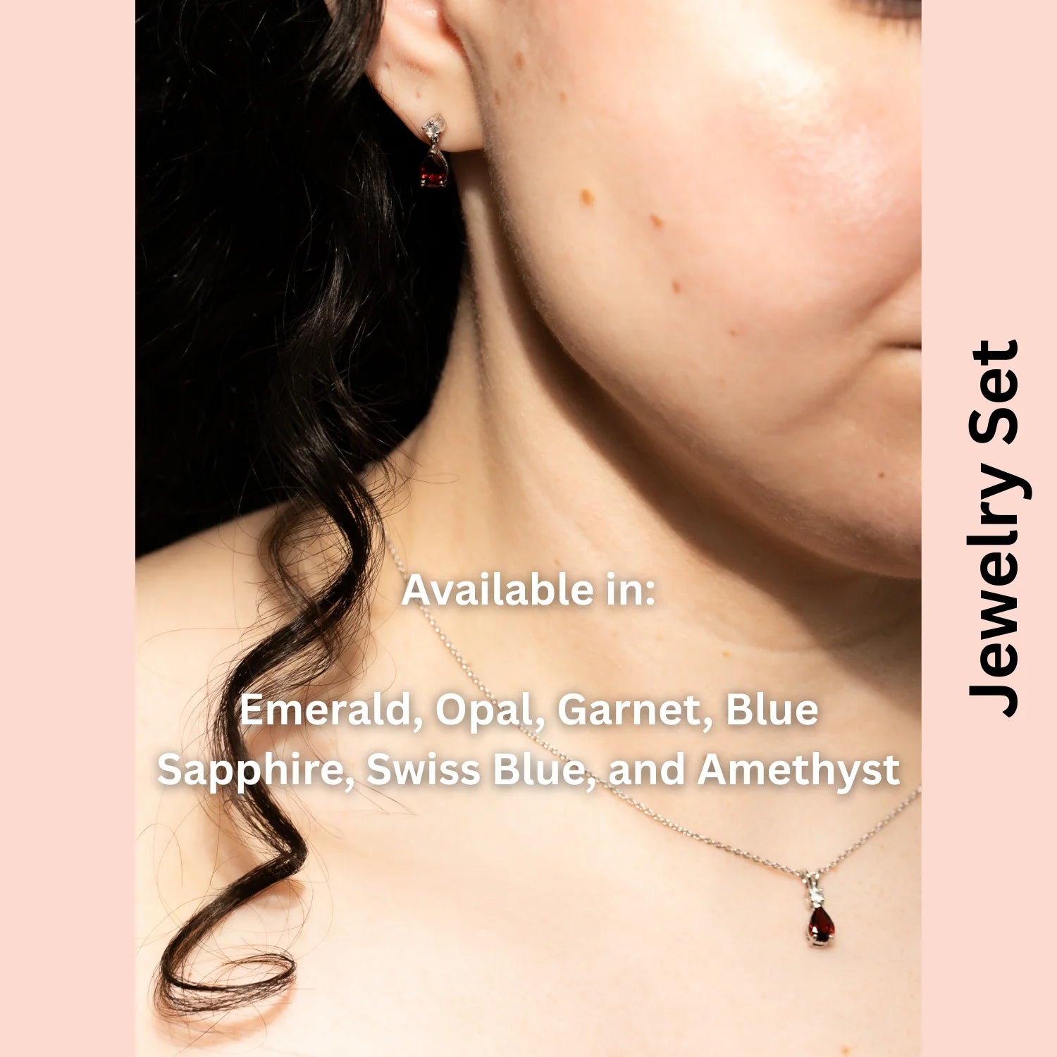 Juego De Joyas Para Mujer, Palo Natural En Forma De Pera De 7X5 Mm Y Collar Con Colgante De Esmeralda De 3 Mm Creado Y Aretes De Palo Y Esmeralda En Forma De Pera a Juego