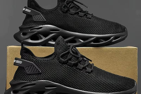 Men Sports Running Black Jogging Shoes Casual Sneakers Brown Outdoor Breathable Mesh Women Light Shock-Absorption Black Tennis