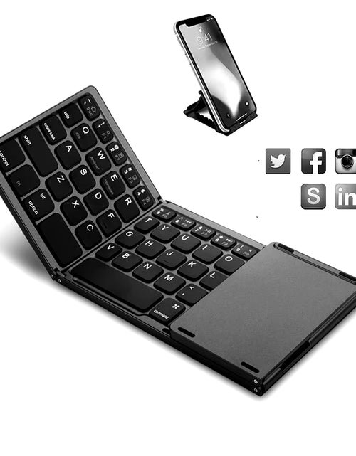 Load image into Gallery viewer, Foldable Wireless Keyboard Ultra Slim Touchpad Bluetooth Keyboard Rechargeable Folding Keyboard for Tablet Laptop
