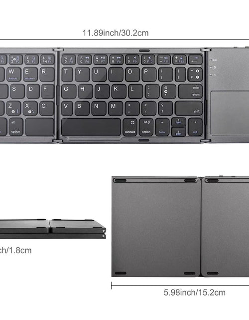 Load image into Gallery viewer, Foldable Wireless Keyboard Ultra Slim Touchpad Bluetooth Keyboard Rechargeable Folding Keyboard for Tablet Laptop
