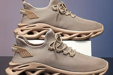 Men Sports Running Black Jogging Shoes Casual Sneakers Brown Outdoor Breathable Mesh Women Light Shock-Absorption Black Tennis