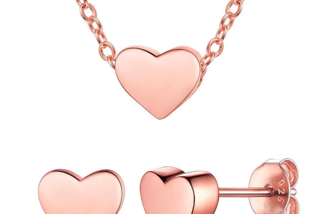 Valentines Birthday Christmas Mother'S Day Gift for Women Heart Necklace and Earrings Set | 925 Sterling Silver Jewelry Set with Pendant and Stud Gift