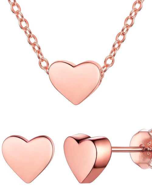Load image into Gallery viewer, Valentines Birthday Christmas Mother'S Day Gift for Women Heart Necklace and Earrings Set | 925 Sterling Silver Jewelry Set with Pendant and Stud Gift
