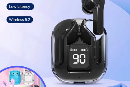 Original T2 Wireless Bluetooth Earphone Transparent HIFI Headphones LED Power Digital Display Stereo Sound Earphones for Xiaomi