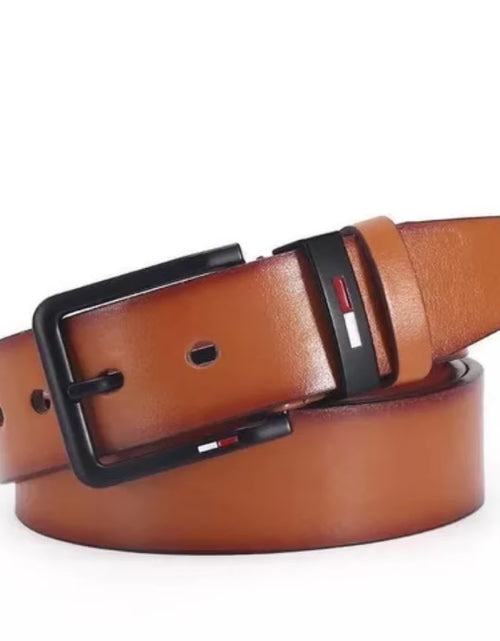 Load image into Gallery viewer, Men'S PU Leather Alloy Pin Square Buckle Belt Businessleisure Belts 2023 Fashion Black Coffee Brown Waistbelts for Men
