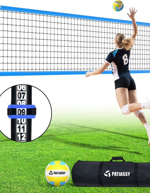 Load image into Gallery viewer, 32FT Outdoor Portable Volleyball Net Set System for Backyard - Quick &amp; Easy Setup Adjustable Height Steel Poles, PU Volleyball, Pump and Carrying Bag
