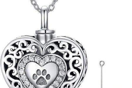 925 Sterling Silver Heart Urn Necklaces Engraved Pawprint Forever in My Heart Cremation Keepsake Necklace for Ashes Pet Ashes Jewelry Gift for Women
