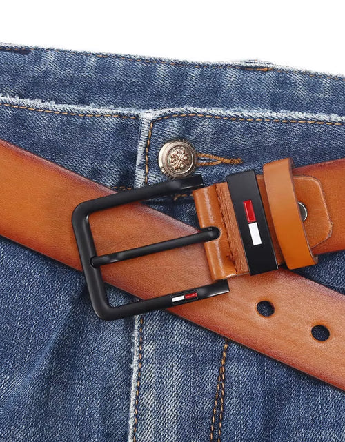 Load image into Gallery viewer, Men'S PU Leather Alloy Pin Square Buckle Belt Businessleisure Belts 2023 Fashion Black Coffee Brown Waistbelts for Men
