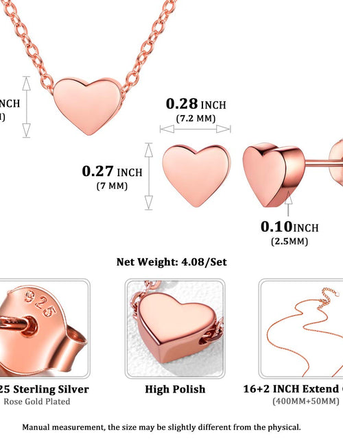 Load image into Gallery viewer, Valentines Birthday Christmas Mother'S Day Gift for Women Heart Necklace and Earrings Set | 925 Sterling Silver Jewelry Set with Pendant and Stud Gift

